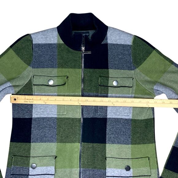 Cynthia Rowley Bomber Jacket Womens M Black Green Plaid Full Zip Comfort Classic - Picture 6 of 13